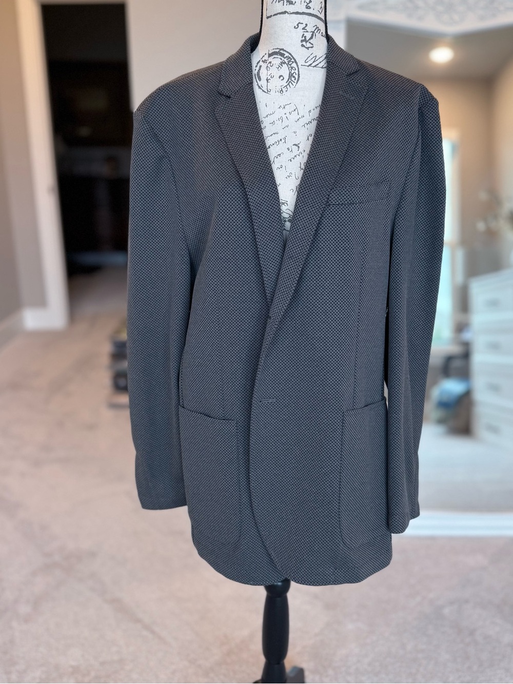 Vince Camuto Men’s XXL Textured Knit Blazer Sport Coat Gray Stretch Modern Fit